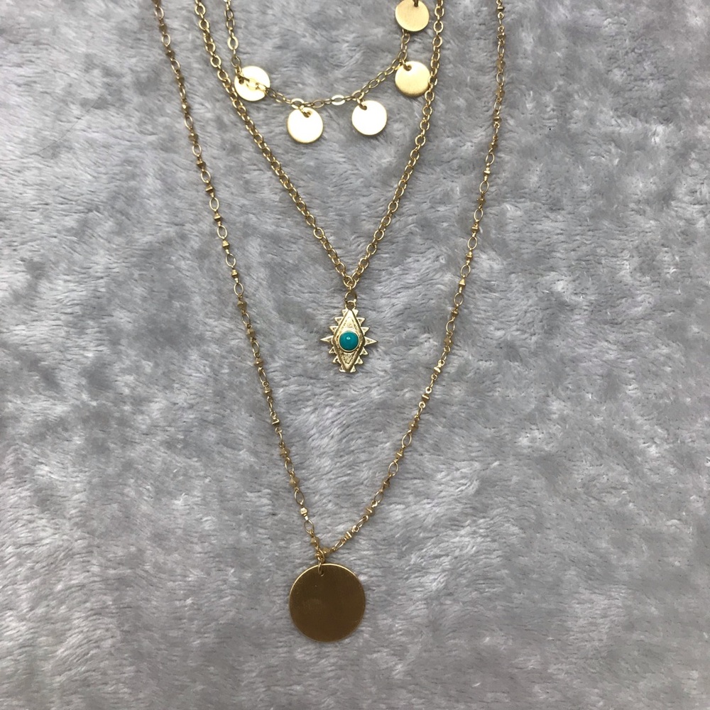 rebecca minkoff gold filled triple layer necklace